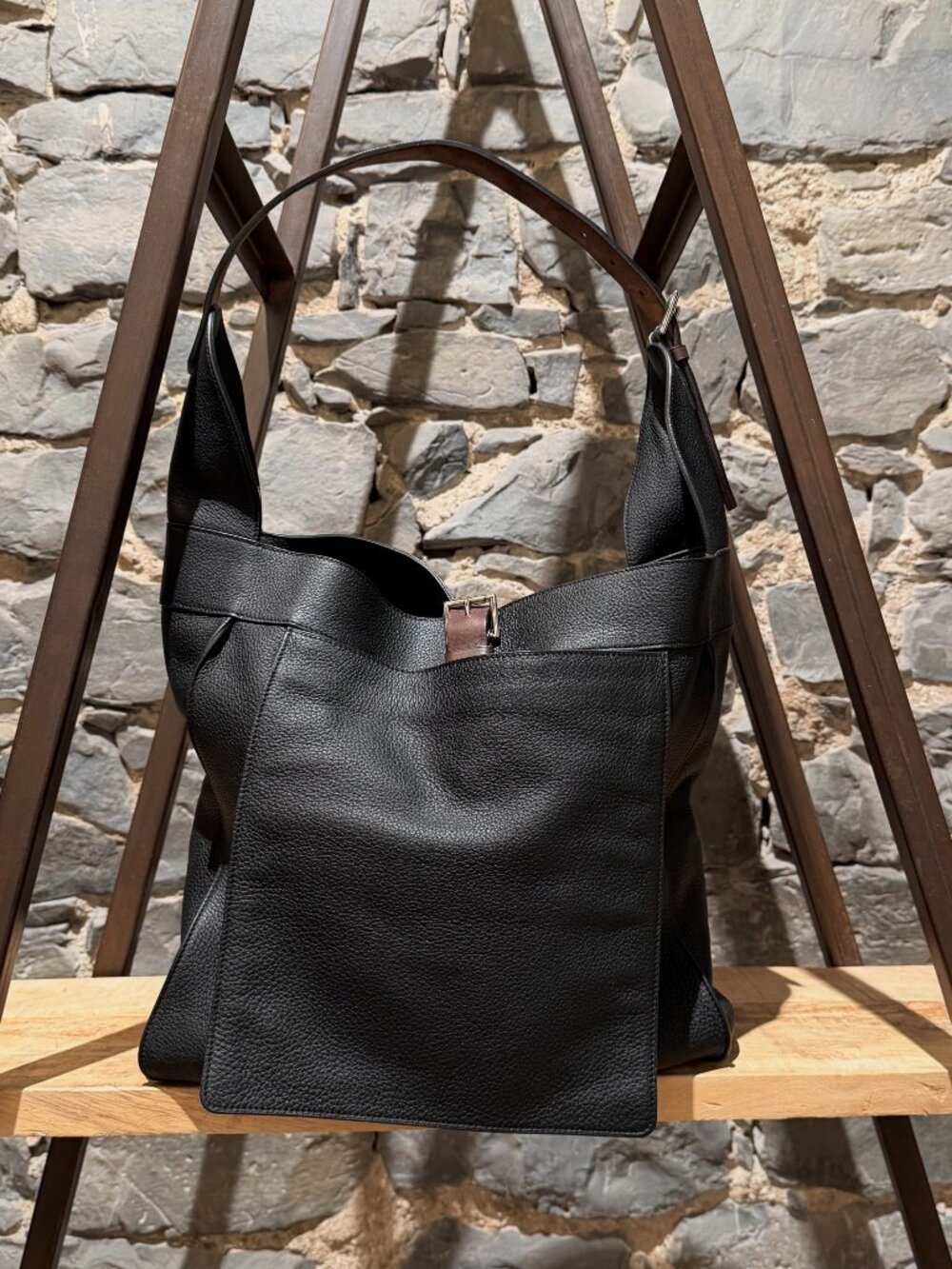 Hermès Black Clemence Leather Marwari GM Shoulder Bag
